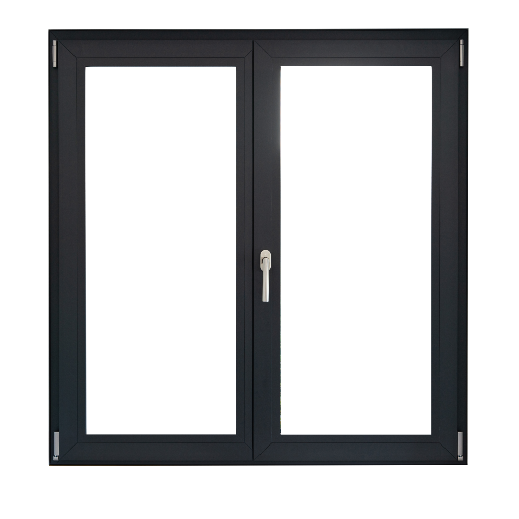 Finestra in PVC DGV Metal a due ante con profilo antracite e profilo GEALAN