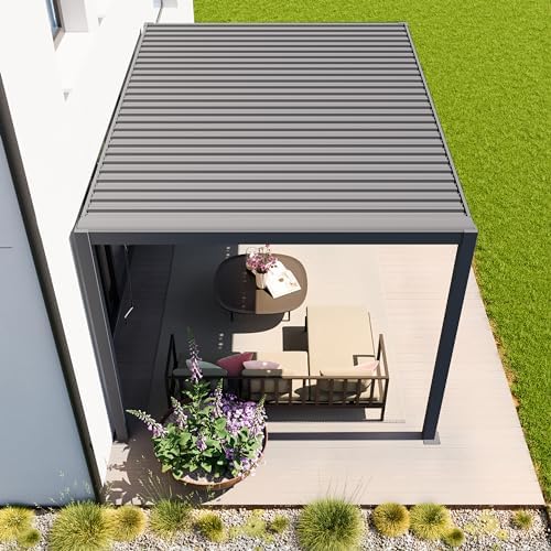 Pergola PRIMEYARD 3x4 metri con struttura in alluminio e lamelle in acciaio