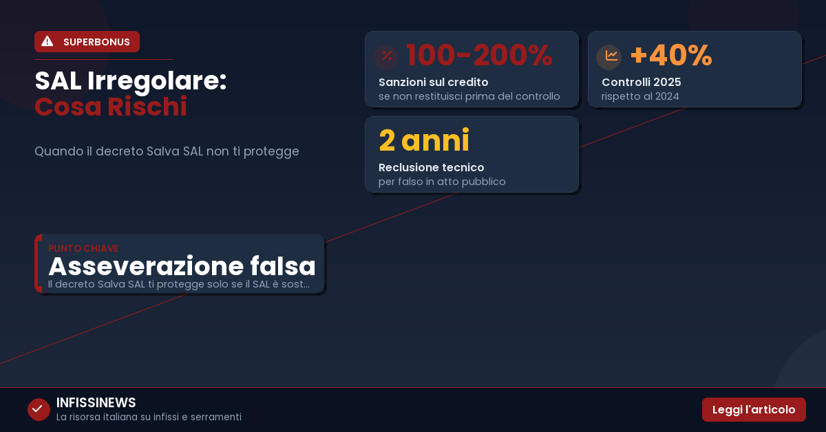 Superbonus infissi: se il SAL è irregolare perdi tutto (anche se hai pagato)